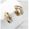 Image 5 : 0.25 ctw Cartier Trinity Diamond Earrings - 18KT Tri Color Gold