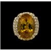 Image 2 : 14KT Yellow Gold 11.17 ctw Citrine and Diamond Ring