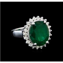 6.97 ctw Emerald and Diamond Ring - 14KT White Gold