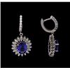 Image 2 : 14KT White Gold 4.08 ctw Tanzanite and Diamond Earrings