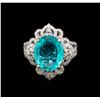 Image 2 : 5.19 ctw Apatite and Diamond Ring - 14KT White Gold