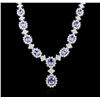 Image 2 : 14KT White Gold 10.44 ctw Tanzanite and Diamond Necklace
