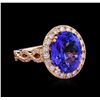 Image 1 : 7.15 ctw Tanzanite and Diamond Ring - 14KT Rose Gold