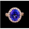Image 2 : 7.15 ctw Tanzanite and Diamond Ring - 14KT Rose Gold