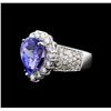 Image 1 : 14KT White Gold 4.32 ctw Tanzanite and Diamond Ring