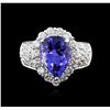 Image 2 : 14KT White Gold 4.32 ctw Tanzanite and Diamond Ring