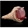 Image 1 : 14KT Rose Gold 6.96 ctw Ruby and Diamond Ring