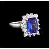 Image 1 : 3.51 ctw Tanzanite and Diamond Ring - 14KT White Gold