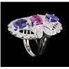 Image 4 : 3.20 ctw Tanzanite, Pink Sapphire and Diamond Ring - 14KT White Gold