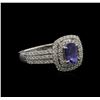 Image 2 : 0.82 ctw Tanzanite and Diamond Ring - 14KT White Gold