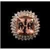 Image 2 : 10.55 ctw Morganite and Diamond Ring - 14KT Rose Gold