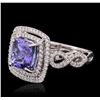 Image 1 : 18KT White Gold 3.33 ctw Tanzanite and Diamond Ring