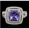 Image 2 : 18KT White Gold 3.33 ctw Tanzanite and Diamond Ring