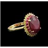 Image 1 : 7.44 ctw Ruby and Diamond Ring - 14KT Yellow Gold