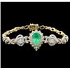 Image 1 : 2.55 ctw Emerald and Diamond Bracelet - 14KT Yellow Gold