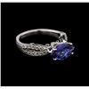 Image 1 : 14KT White Gold 1.60 ctw Tanzanite and Diamond Ring