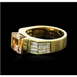 18KT Yellow Gold 2.87 ctw Morganite and Diamond Ring