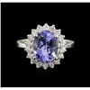 Image 2 : 4.34 ctw Tanzanite and Diamond Ring - 14KT White Gold