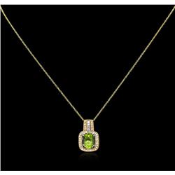 2.66 ctw Peridot and Diamond Pendant With Chain - 14KT Two-Tone Gold