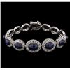 Image 1 : 35.86 ctw Sapphire and Diamond Bracelet - 14KT White Gold
