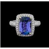 Image 2 : 3.95 ctw Tanzanite and Diamond Ring - 14KT White Gold