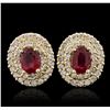Image 2 : 14KT Yellow Gold 2.07 ctw Ruby and Diamond Earrings