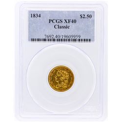 1834 PCGS XF40 $2.50 Classic Head Quarter Eagle Gold Coin