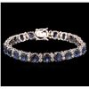 Image 1 : 22.00 ctw Blue Sapphire and Diamond Bracelet - 14KT White Gold