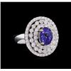 Image 1 : 18KT White Gold 2.42 ctw Tanzanite and Diamond Ring