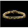 Image 2 : 14KT Yellow Gold 16.91 ctw Green Sapphire and Diamond Bracelet