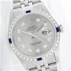 Rolex Stainless Steel Diamond and Sapphire DateJust Men's Watch