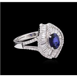 14KT White Gold 1.01 ctw Sapphire and Diamond Ring