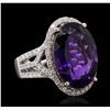 Image 3 : 14KT White Gold 11.51 ctw Amethyst and Diamond Ring