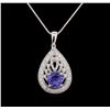 Image 1 : 14KT White Gold 1.88 ctw Tanzanite and Diamond Pendant With Chain