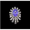 Image 2 : 5.95 ctw Tanzanite and Diamond Ring - 14KT White Gold
