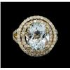 Image 2 : 6.01 ctw Aquamarine and Diamond Ring - 14KT Yellow Gold