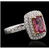 Image 2 : 14KT Two-Tone Gold 1.92 ctw Tourmaline and Diamond Ring