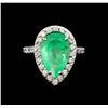 Image 2 : GIA Cert 5.49 ctw Emerald and Diamond Ring - 14KT White Gold