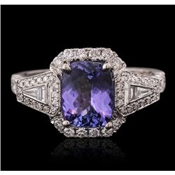 14KT White Gold 1.94 ctw Tanzanite and Diamond Ring