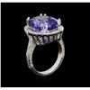 Image 3 : 9.26 ctw Tanzanite and Diamond Ring - 14KT White Gold