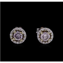 0.99 ctw Light Pink Diamond Earrings - 14KT Two-Tone Gold