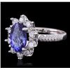 Image 1 : 14KT White Gold 3.69 ctw Tanzanite and Diamond Ring