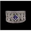 Image 2 : 0.32 ctw Tanzanite and Diamond Ring - 14KT White Gold