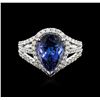 Image 2 : 18KT White Gold 4.42 ctw Tanzanite and Diamond Ring