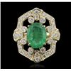 Image 2 : 14KT Yellow Gold 2.85 ctw Emerald and Diamond Ring