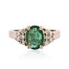 Image 2 : 14KT Rose Gold 1.21 ctw Emerald and Diamond Ring