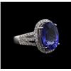 Image 1 : 7.75 ctw Tanzanite and Diamond Ring - 18KT White Gold