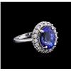 Image 1 : 4.80 ctw Tanzanite and Diamond Ring - 14KT White Gold