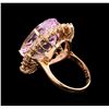 Image 3 : 27.62 ctw Kunzite and Diamond Ring - 14KT Rose Gold