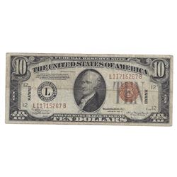 1934 $10 Hawaii Federal Reserve Note Currency